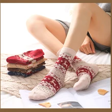 Носки с рисунком кота; Детские теплые носки; сезон осень-зима; милые носки в Корейском стиле с изображением Красного рождественского лося