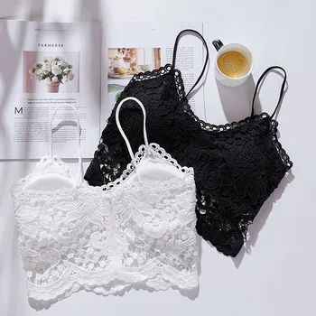 

New Style WOMEN'S Chest Wrap Lace Embroidery Sexy Shoulder Belt Tube Top Breathable Bra-Free Steel Ring Underwear Manufacturers