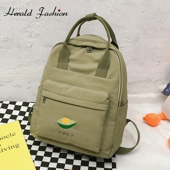 

Herald Fashion Cute Preppy Style Backpack Avocado Embroidered Handbag High Capacity Classic Female For Teenage Girls School Bag