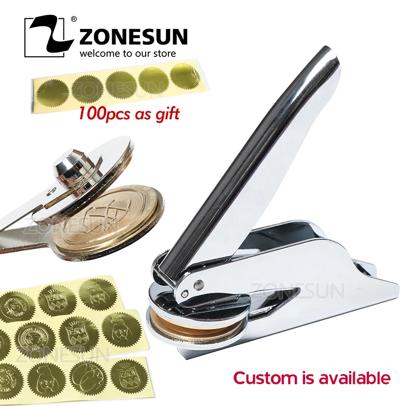 ZONESUN Custom LOGO Embosser Stamp Personalized Return Address Embosser