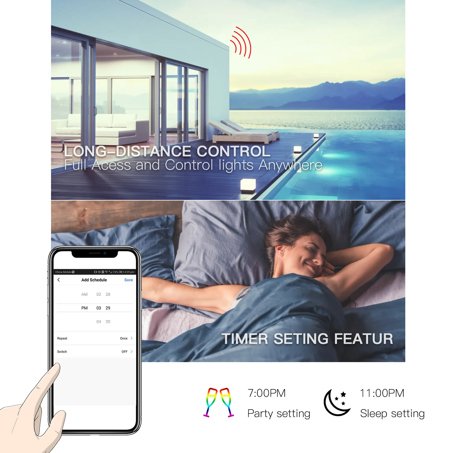 Смарт светодиодная ленсветильник I65 5050 футов WiFi 300 светодиодов 12 в пост.