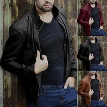 SHUJIN мужская куртка из искусственной кожи Повседневная с длинным рукавом безразмерная куртки мотоциклиста модная мужская уличная стойка молния куртки