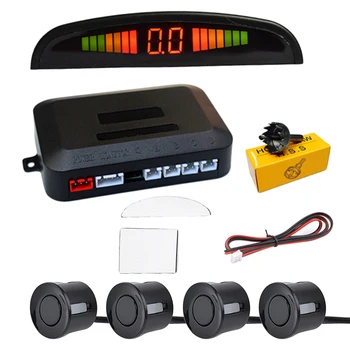 

Car Parking Sensor Set LED Display Buzzer 4 Sensors Flat Reverse Display Parking Sensor Kit Auto Backup Radar Monitor System