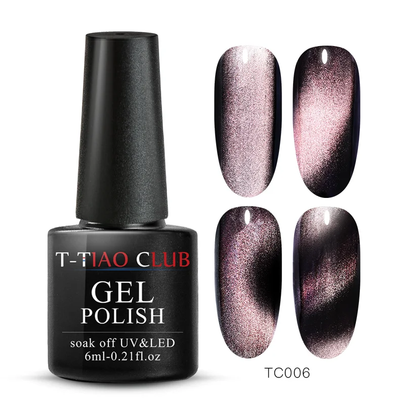 T-TIAO CLUB 9D глаз хамелеона кота гель для ногтей Магнитный замочить от УФ-гель для ногтей Galaxy мерцающий гель-лаки 6 мл черная основа - Цвет: S05054