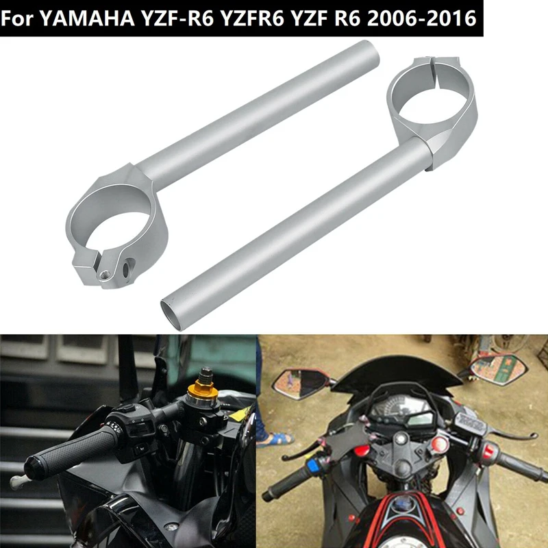 Clip on Handle Bars HandleBars Fit for YAMAHA YZF R6 YZFR6 YZF R6 2006 2016 SilverHandlebar