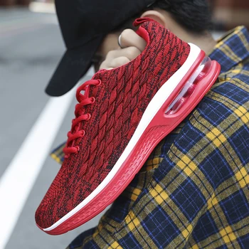 

Breathable Men's Casual Shoes Lightweight Large Size Sports Fashion Sneaker Red Breathable 45 Size Sports Running Shoes