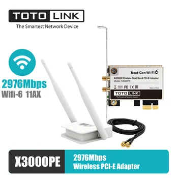 

TOTOLINK X3000PE Wifi 6 11AX PCI-E WIFI Adapter, 2976Mbps 2.4GHz/5GHz，Desktop wifi adapter