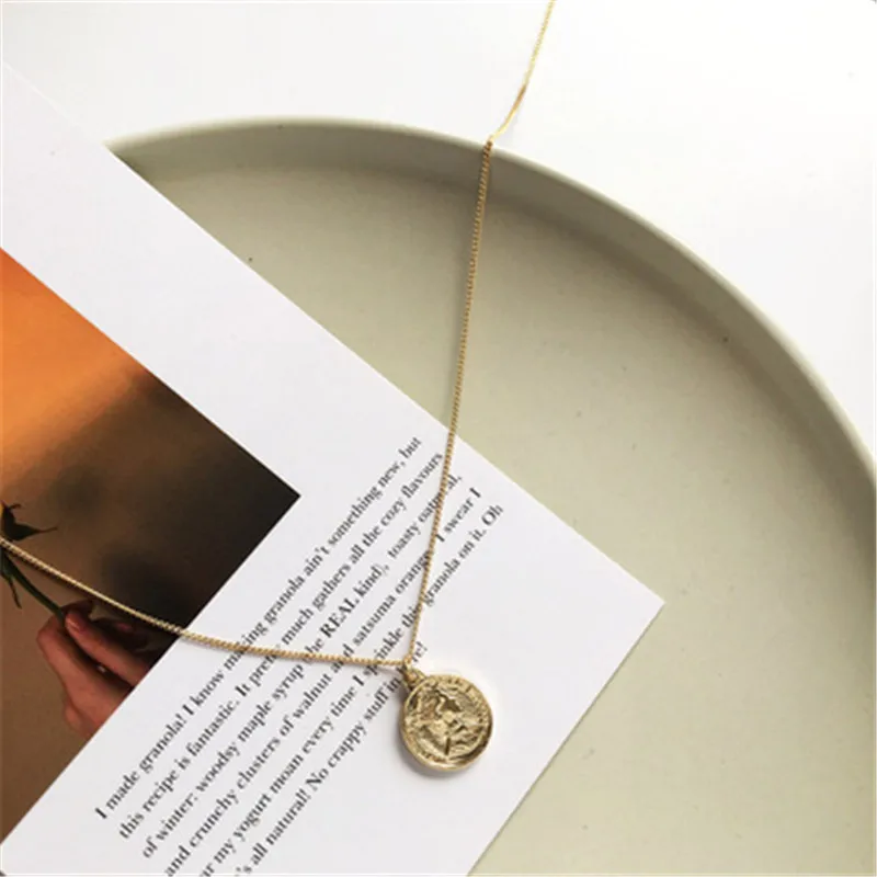 AOMU простой винтажный резной Монетный кулон с портретом колье ожерелье лицо богиня девственница Длинная цепочка ожерелье женский Христианский подарок - Окраска металла: P