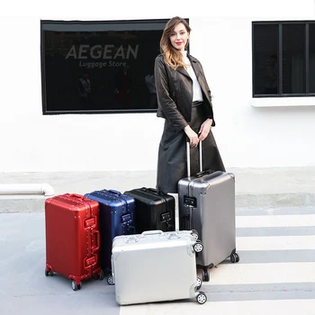

20"24" inch spinner aluminum travel suitcase luxury brand trolley case cabin luggage on wheels