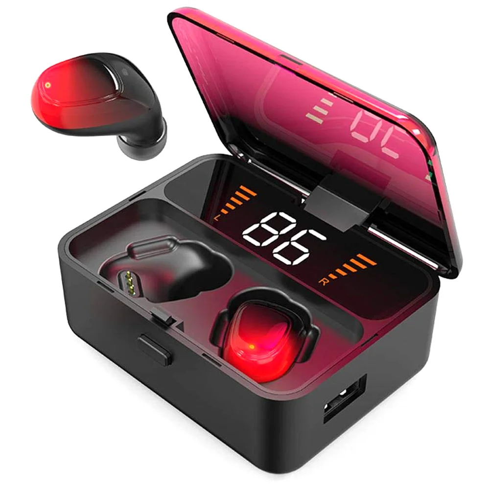 Red Bluetooth 5,0 беспроводные стерео наушники Встроенный микрофон с зарядным устройством Спортивная гарнитура DQ-Drop - Цвет: Red