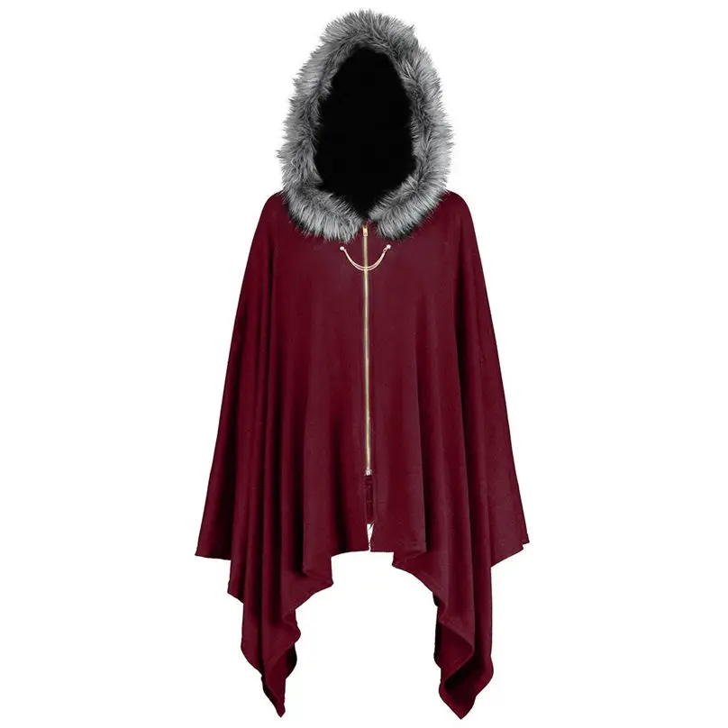 New Fashion Women Cloak Coat Winter Keep Warm Plus Size Bat Sleeve Hooded Plush Hat Zipper Holiday Party Cape Coat 4O24 (17)