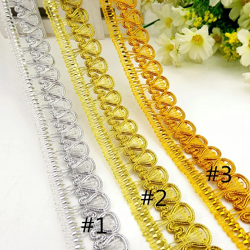 Yackalasi 12 Yds Gold Braided Band Lace Appliqued Crochet Trims Vintage 