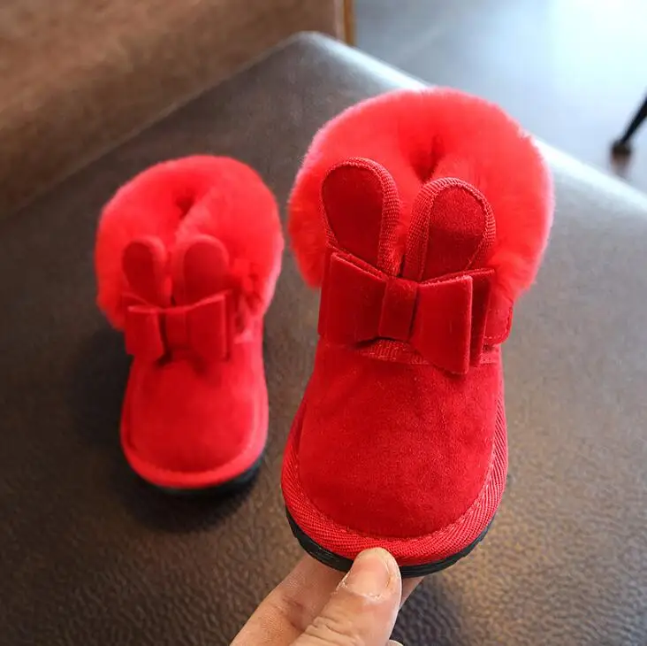 

Hot Winter Children Rubber Boots Leather Non-slip Boots For Girls Waterproof Fashion Kids Boots Pink Red Size 21-25