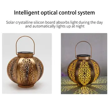 

With Handle Backyard Porch Retro Portable Outdoor Decor Hanging Lights Patio Solar Lantern Yard Iron Lawn For Garden Pathway