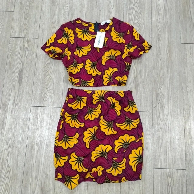 New African Women's Dress National Characteristics Batik Printed Polyester Half Skirt Short Dress Dress as picture