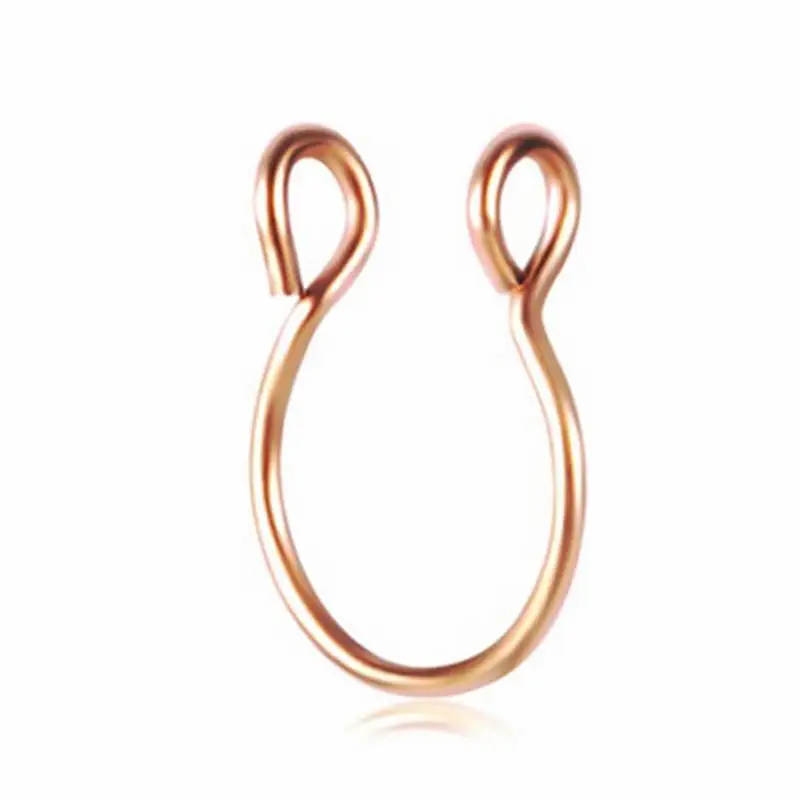 1pc Rose gold Горячая распродажа 1 шт. из нержавеющей стали Модные клипсы кольцо для носа для женщин мужчин и девочек простые не проколы серьги ювелирные изделия для тела - Окраска металла: 1pc Rose gold