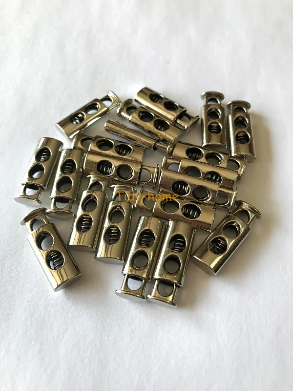 20 шт. высококачественный серебристый металлический фиксатор шнура с двумя