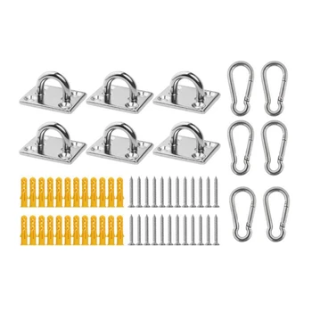 

6 Pcs Suspended Ceiling Wall Mount U-Shaped Hooks Stainless Steel Heavy Duty Multi-Function Hammock Hook Plate with Hook