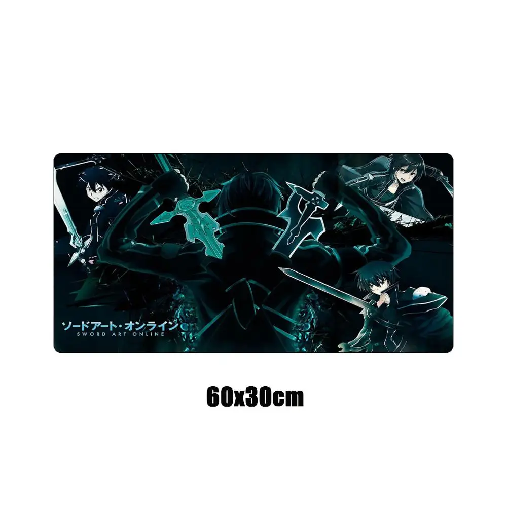 60x30cm Sword Art Online Sao Аниме Коврик для мыши геймер большой резиновый прочный фиксирующий край игровой коврик для мыши XXL Настольный коврик для ноутбука коврик для клавиатуры - Цвет: 60x30cm