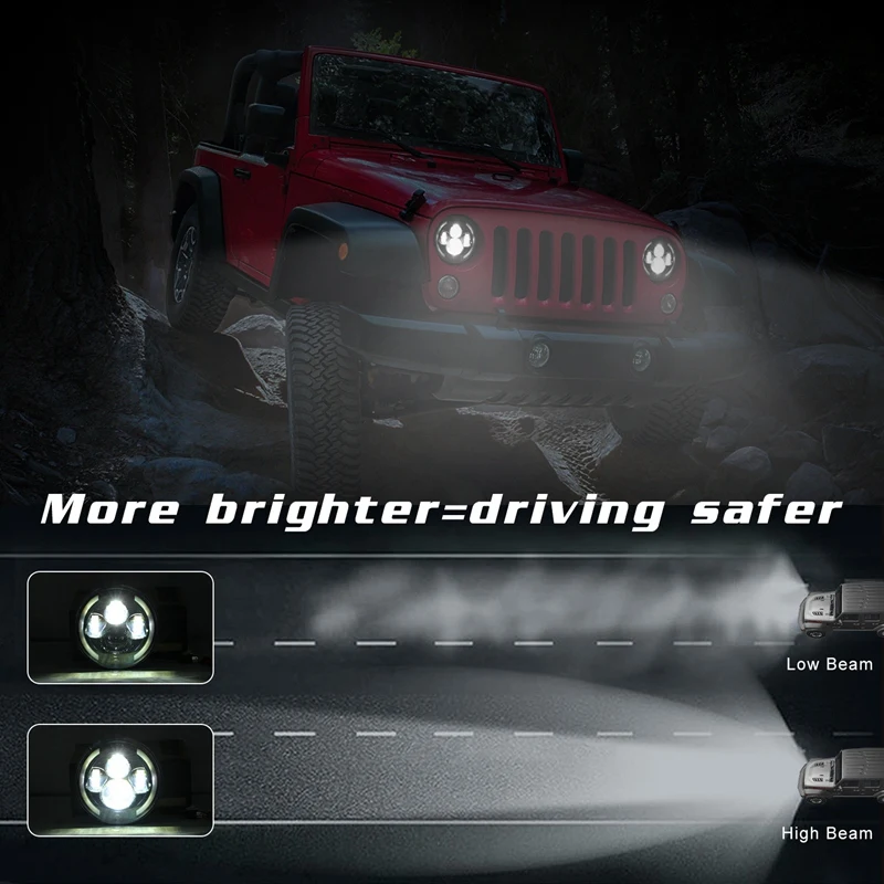 7 дюймов круглый светодиодный фары 200 Вт Высокий Низкий Луч Halo Angle Eyes DRL для Jeep Wrangler JK JL TJ LJ CJ Land Rover, 2 шт