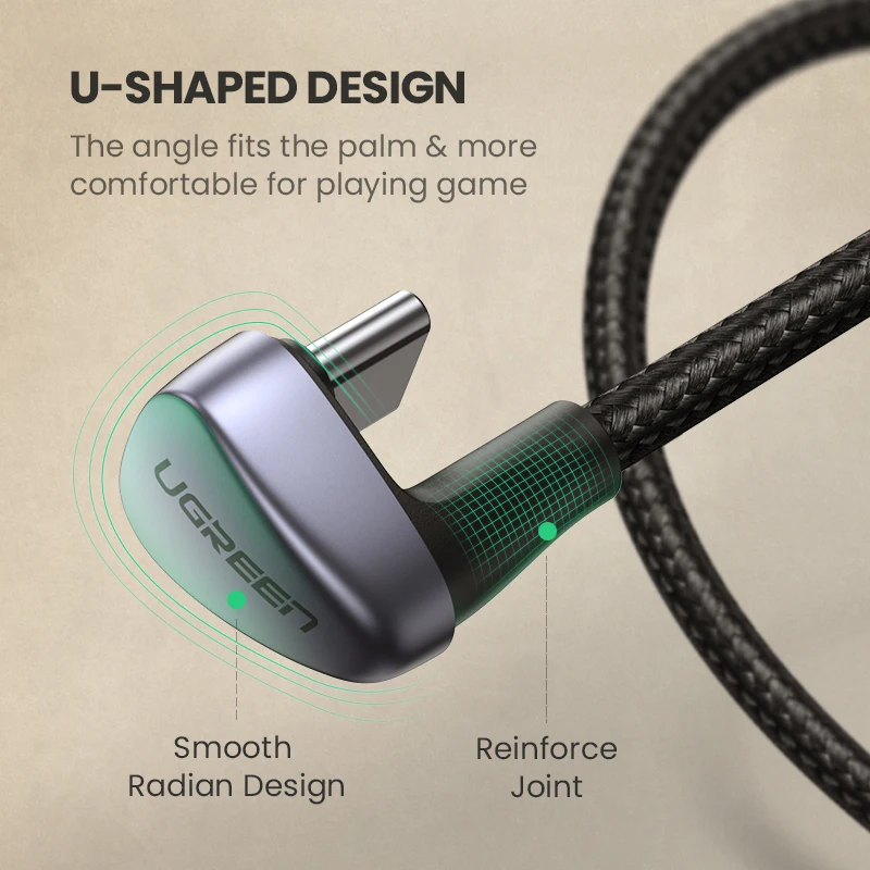 Ugreen 3A usb type-C кабель для samsung S10 S9 Plus угол 180 ° Быстрая зарядка USB C кабель для nintendo Switch мобильный телефон USB шнур