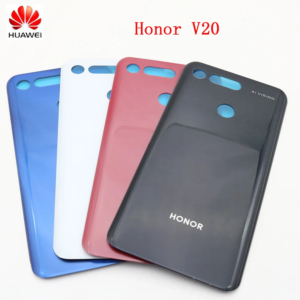 Original Honor V20 Glass Battery Back Rear Cover Door Housing case For Huawei back shell 6.4 inch Repair | Мобильные телефоны и