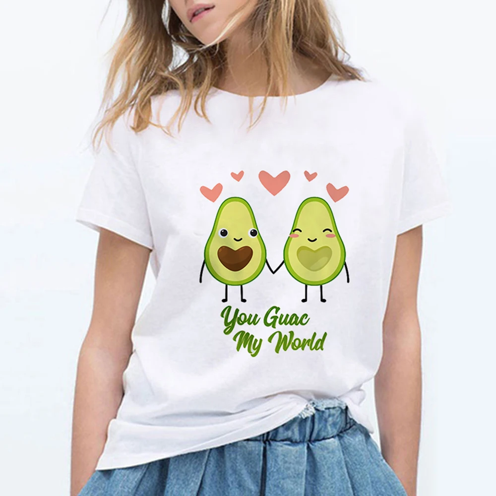 Luckyролл Забавный мультфильм авокадо гимнастика футболка лето Kawaii белый короткий рукав футболки повседневные с фруктовым принтом топы трендовая одежда - Цвет: 19bk358