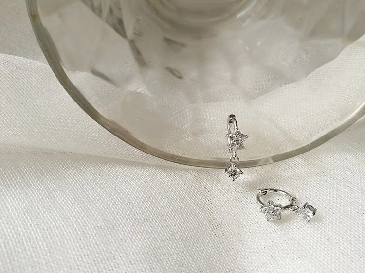 925 sterling silver fashion small zircon flower ear ring ear bone ear buckle simple cute sweet female girl silver ear jewelry