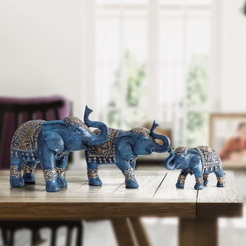 

FAMILY ELEPHANT FIGURINE RESIN THAILAND ELEPHANT STATUE FOR OFFICE LIVING ROOM HANDMADE HOME DECORATIONS CUTE ANIMALS ORNAMENTS