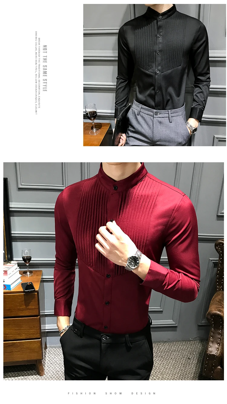 5XL мужские рубашки, приталенные бордовые мужские вечерние платья, Классические свадебные мужские рубашки, большие размеры 5XL, черная одежда