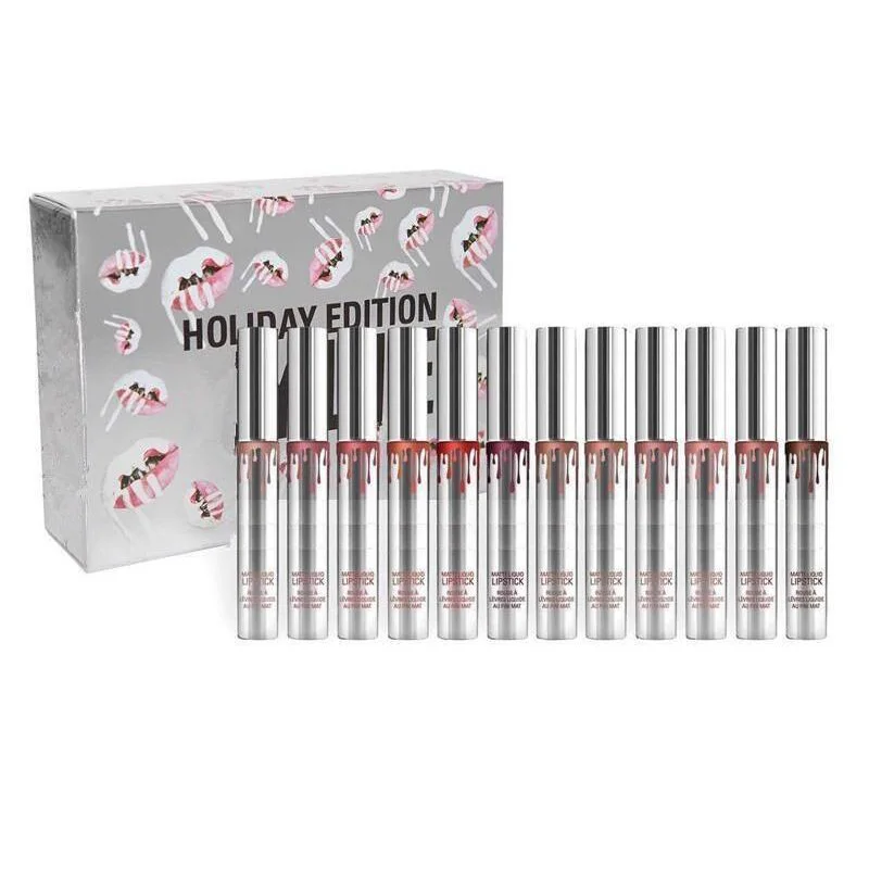 

12 Days of Christmas Lipstick Vault Holiday Lipstick 12pcs Set Matte Liquid Lipgloss Lips Makeup Take Me on Vacation Matte Set