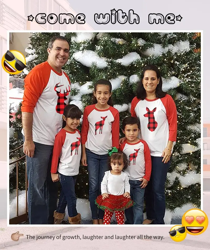 Рождественская клетчатая Одинаковая одежда с оленем для мамы, дочки, папы и сына длинная футболка в стиле пэчворк семейная одежда для папы, мамы и меня