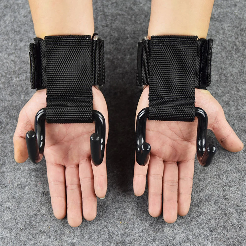 1 Pair Padded Weight Lifting Gloves Hook Fitness Bodybuilding Barbell Dumbbell Musculation Wrist Wrap Straps Gym Support Bands