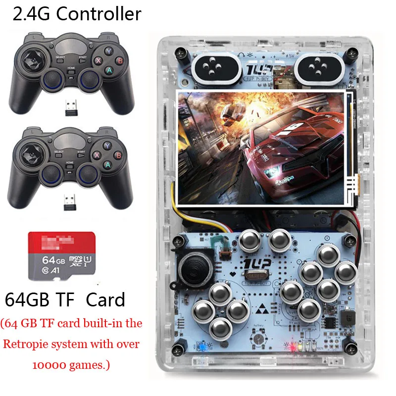  3.5 Inch Screen Raspberry Pi 3Ｂ Handheld Retro Game Player Pi- Boy 64GB HDMI Output Built-in 10000 