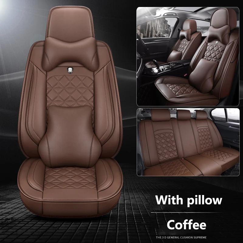 Coffee pillow Коврик для вспышки универсальные кожаные чехлы для автомобильных сидений Tesla модель 3 модель S модель X автомобильные чехлы и аксессуары 5 сидений - Название цвета: Coffee pillow