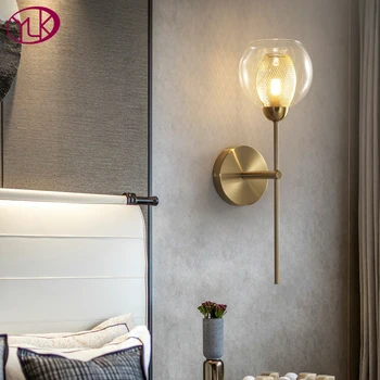 

Nordic Wall lamp stairs Led wall light for home bathroom/bedroom light Glass shade wall sconce modern gold-bronze led wall light