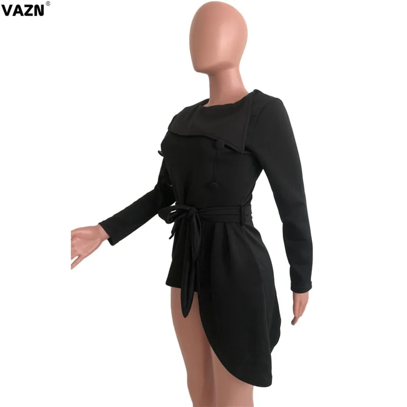 VAZN OJS9168 Осенняя классическая черная юная леди для заметок Сексуальная Клубная Мода полный рукав на шнуровке для женщин асимметричный тонкий длинный тройник