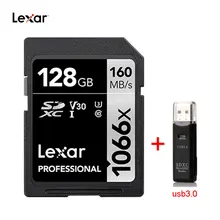 ليكسر بطاقة SD 1066X الأصلي تصل إلى 160 برميل/الثانية 64GB 128GB 256GB SDXC UHS-I U3 V30 بطاقة ذاكرة فلاش ل ثلاثية الأبعاد 4K كاميرا رقمية