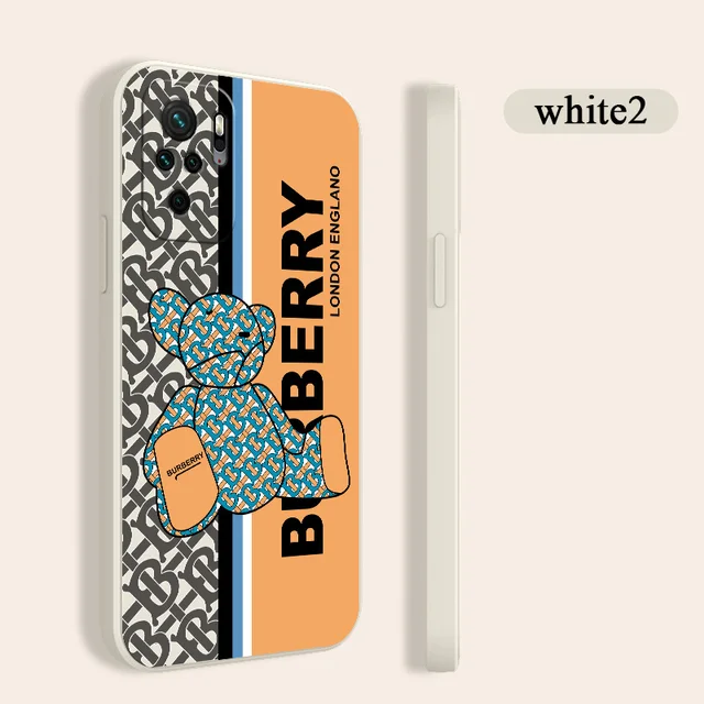 English Bear Case For Xiaomi Redmi Note 10 10S 9T 9 8 7 Pro Max Redmi 9 9A 9T K40 K30 K20 Pro Soft Liquid Silicone Phone Cover White2