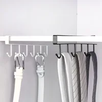 Iron 6 Hooks Storage Shelf Wardrobe Cabinet Metal Under Shelves Mug Cup Hanger Bathroom Kitchen Organizer Rack Holder 2021 Hot 3