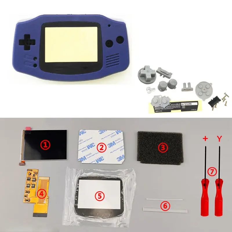 Ips V2 ЖК-экран с предварительно вырезанной оболочкой чехол для GBA подсветка lcd V2 экран 10 уровней высокой яркости Игровая приставка GBA корпус - Цвет: Blue