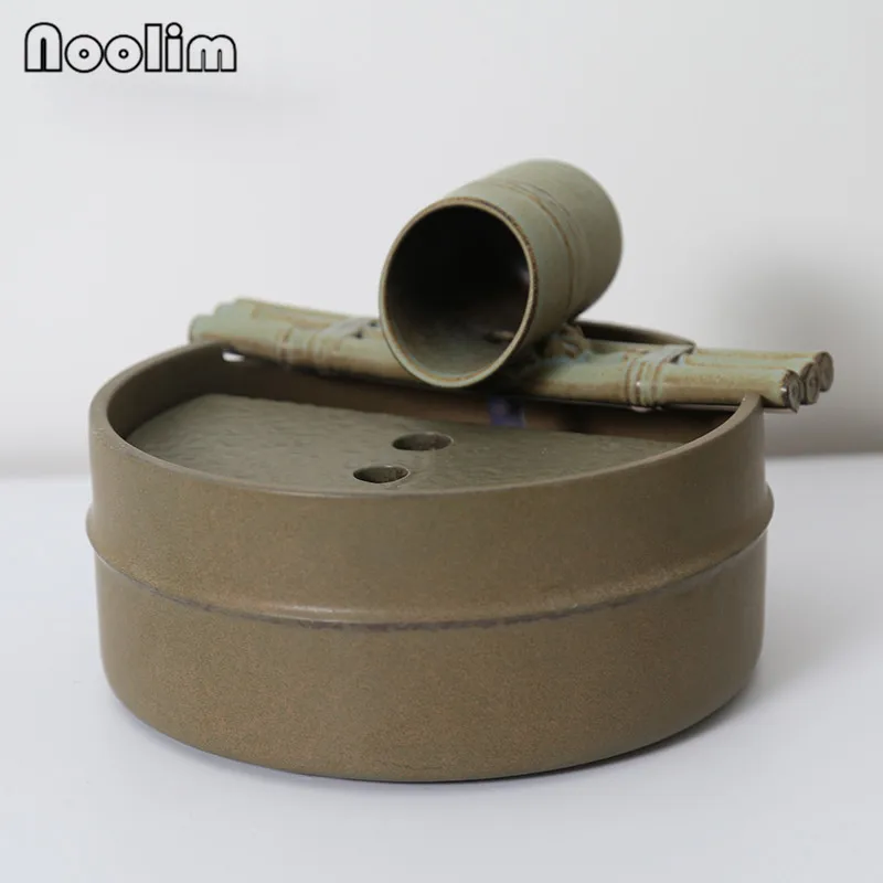 Simple Ceramic Bamboo Style Water Fountain Crafts Office Desktop Waterscape Indoor Feng Shui Ornaments Home Decor Wedding Gifts