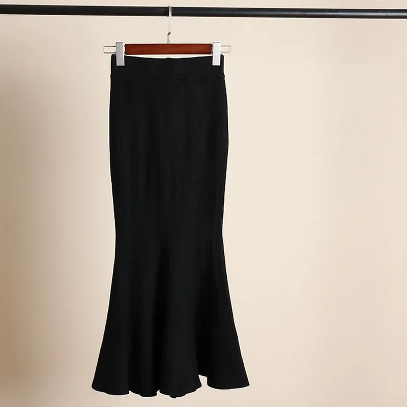 Faldas mujer moda, модные длинные юбки, Женская юбка рыбий хвост, высокая талия, faldas largas mujer, толстая вязаная юбка миди