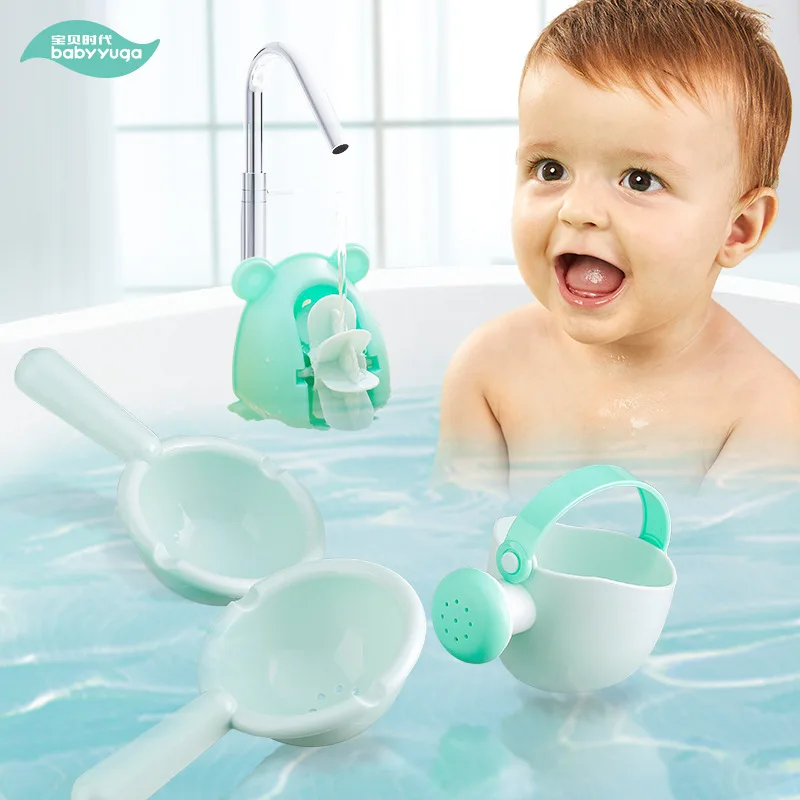 

Baby Shampoo Small Water Set Watering Pot Infant Bath Spoon Children Rotating Waterwheel