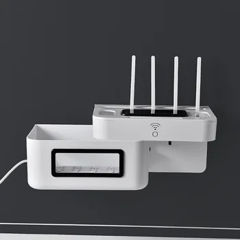 

Japan Style Wireless WiFi Router Storage Box Separate Wall Hanging Shelf for Router Cable Organizer Power Charger Storage
