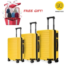 NINETYGO 90FUN 20 24 28 inch Set Carry On Luggage Spinner Lightweight Hardshell Suitcase with TSA Lock for Travel Business Black