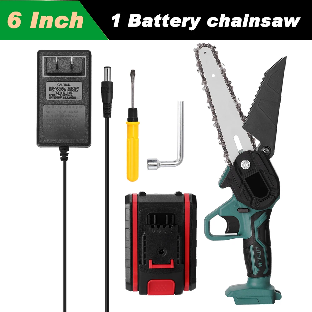 Power Tools 4 Inch/6Inch 21V Mini Electric Chain Saw With Battery Woodworking Pruning One-handed Garden Tool Rechargeable Saw best grass trimmer Garden Tools