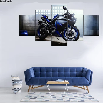 

Motorcycle Modern Poster 5 Pieces Paintings On Canvas Modern Art Decorative Wall Pictures Home Decoration