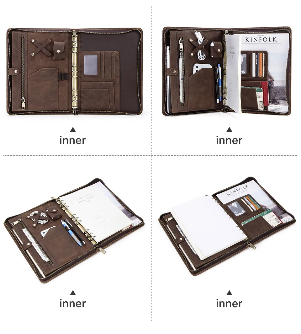 Папка из натуральной кожи B5 Binder Padfolio портфель на молнии для письма документов и блокнот Чехол для iPad Pro 10,5 10,2 11 Air 2