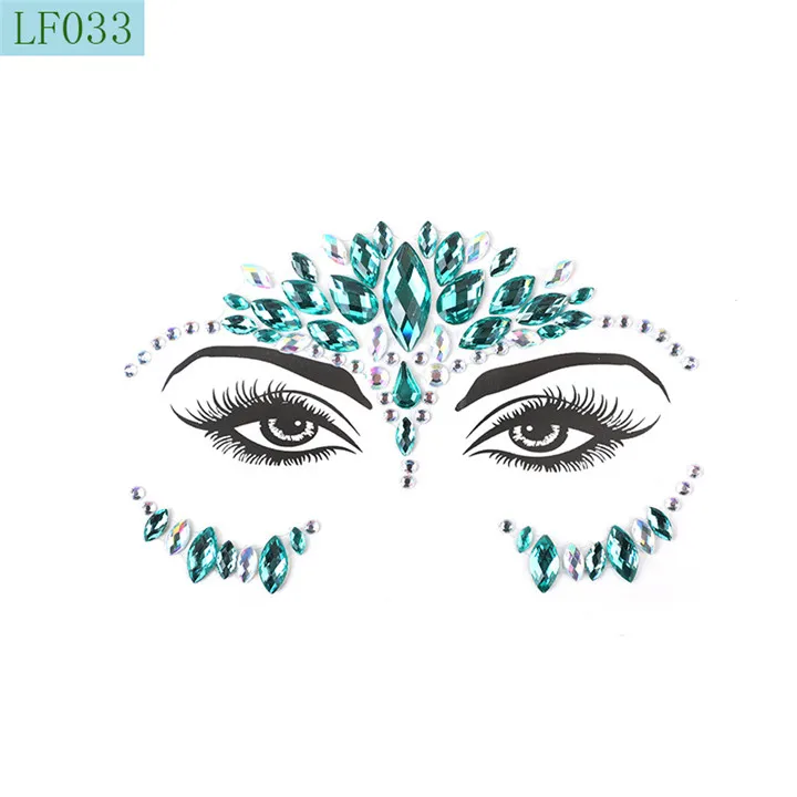 7   Acrylic Rhinestone Face Stickers Women Halloween Christmas Birthday Party Decor Environmentally Colorful Crystal Face Stickers